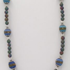 Blue Krobo Beads with Rainbow Druzy Agate Beads