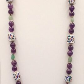 krobo beads, amethyst and green aventurine