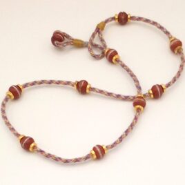 red mala bead necklace