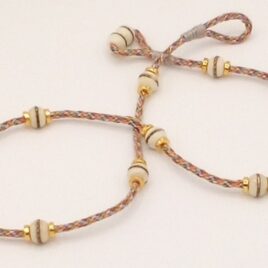 White Mala Beads from Nepal on Hand-Braided Cord